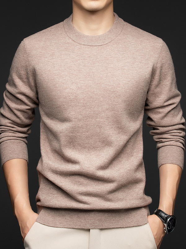 Winter New Arrival Men's Wool Knit Sweater Casual Long-Sleeve Crew Neck Pure Wool Sweater Thickened Warm Base Layer Top for Men