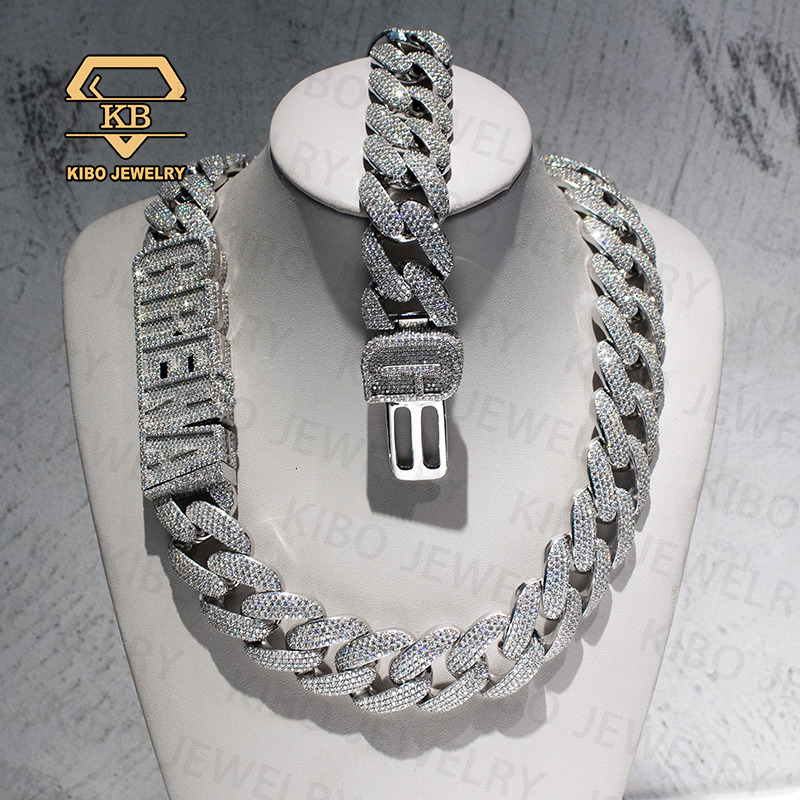 Hiphop Singing New ProduMoissanites Hand Frozen Cuban Chain 28mm Wide Mosanite Full Diamond Cuban Chain Necklace