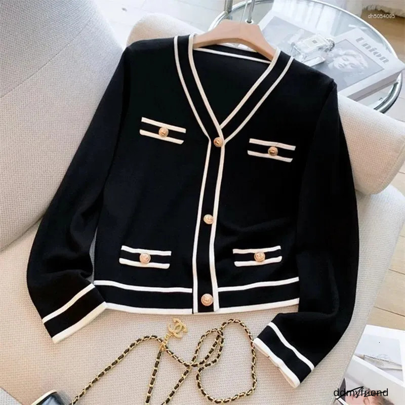 Women's Tracksuits Vintage Fall Winter Knitted 2 Piece Set Female Elegant V Neck Patchwork Sweater Top&Wide Leg Pants Suits Women Casual ddmyfrie