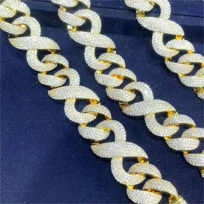 Fine Jewelry Cuban Chain Infinity Necklace Hip Hop 925 Sliver Gold Plated Vvs Iced Out Moissanite Cuban Chain