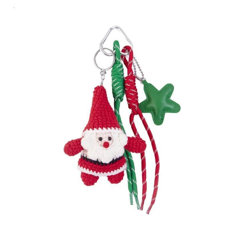 For Christmas Cute Wool Santa Pendant Creative DIY Five-pointed Star Keychain Fashion Bag Parts Accessories