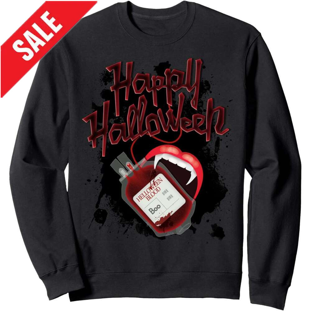 Long Sleeve Shirts for Men sweatshirt Funny Happy Halloween Creepy Boo Blood for Vampire Sweatshirt T shirt Tee Streetwear Casual tops clothes 2025