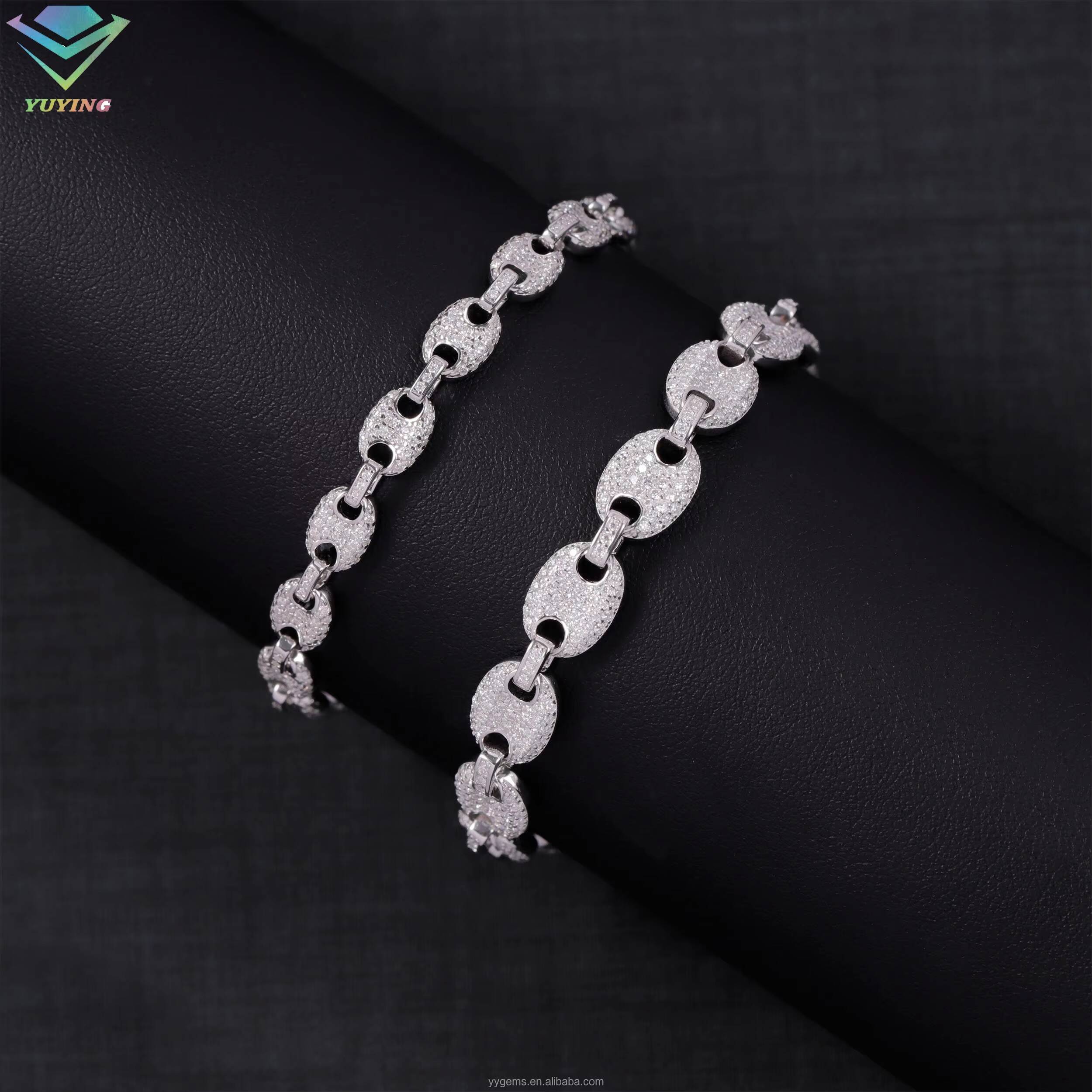 6mm 8mm S925 Sterling Silver Pig Nose Design Hip Hop Jewelry Iced Out Vvs1 Moissanite Diamond Infinity Cuban Link Bracelet Men