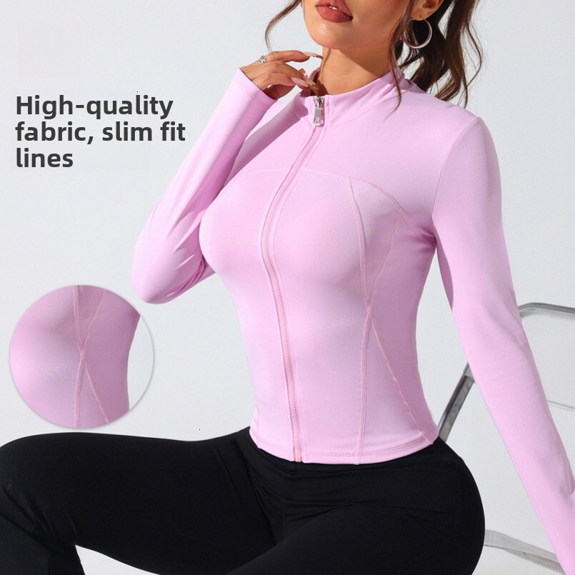 Spring and Summer New Women's Lightweight Breathable Stand Collar Zipper Outdoor Sports Running Tight Yoga Long Sleeve Jacket Top