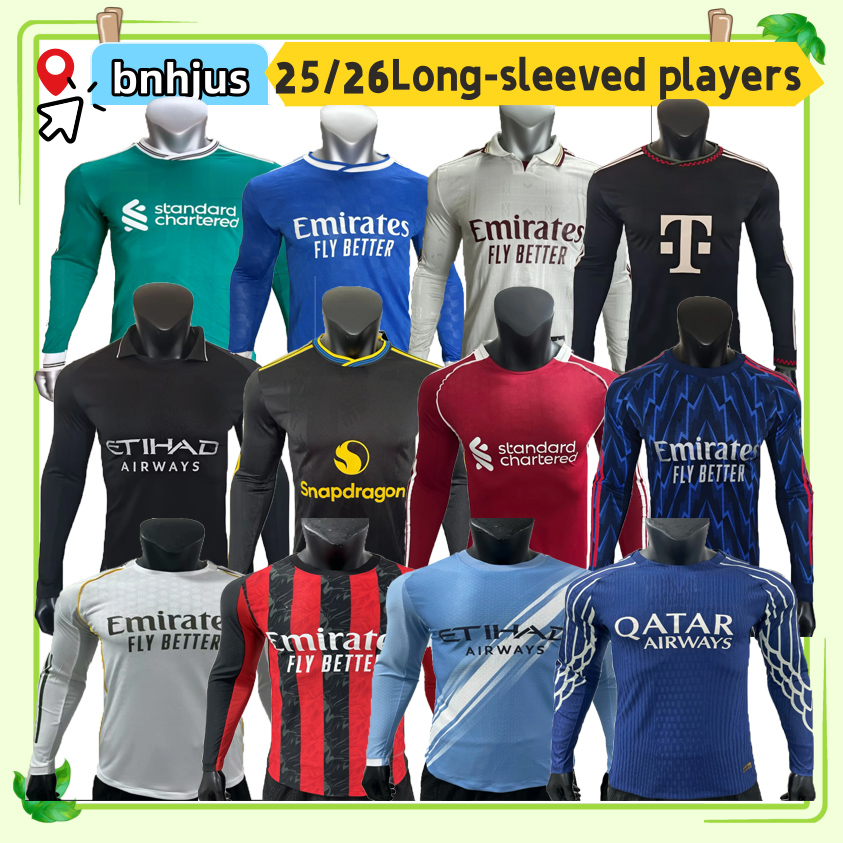 25 26 long sleeve player soccer jerseys 2025 2026 new custom full sleeve player version football shirt