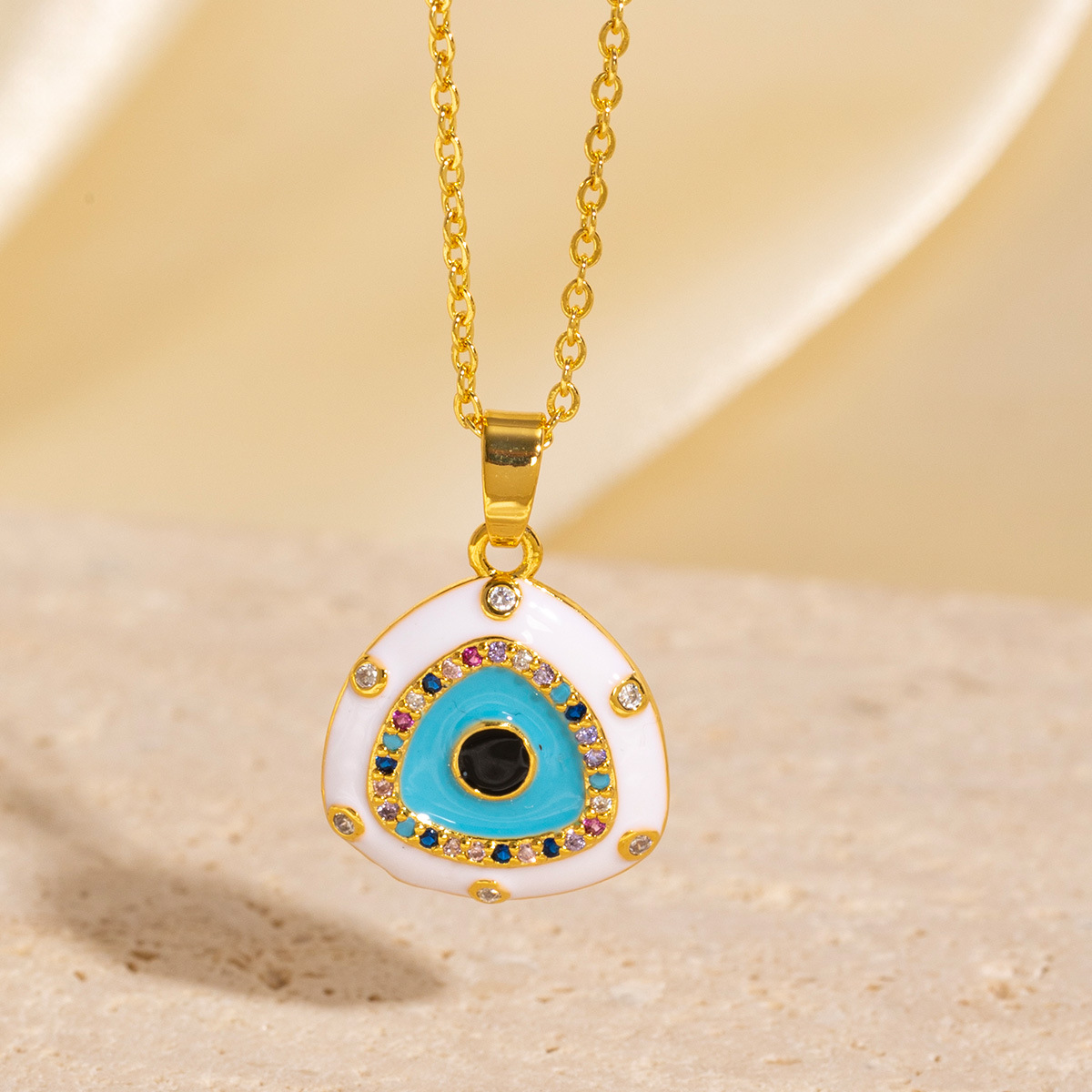 Gold - Toned Evil Eye Pendant Necklace With Vibrant Enamel Detailing Protective Daily & Stylish Jewelry Gift For Her High - Quality And Meaningful Acc