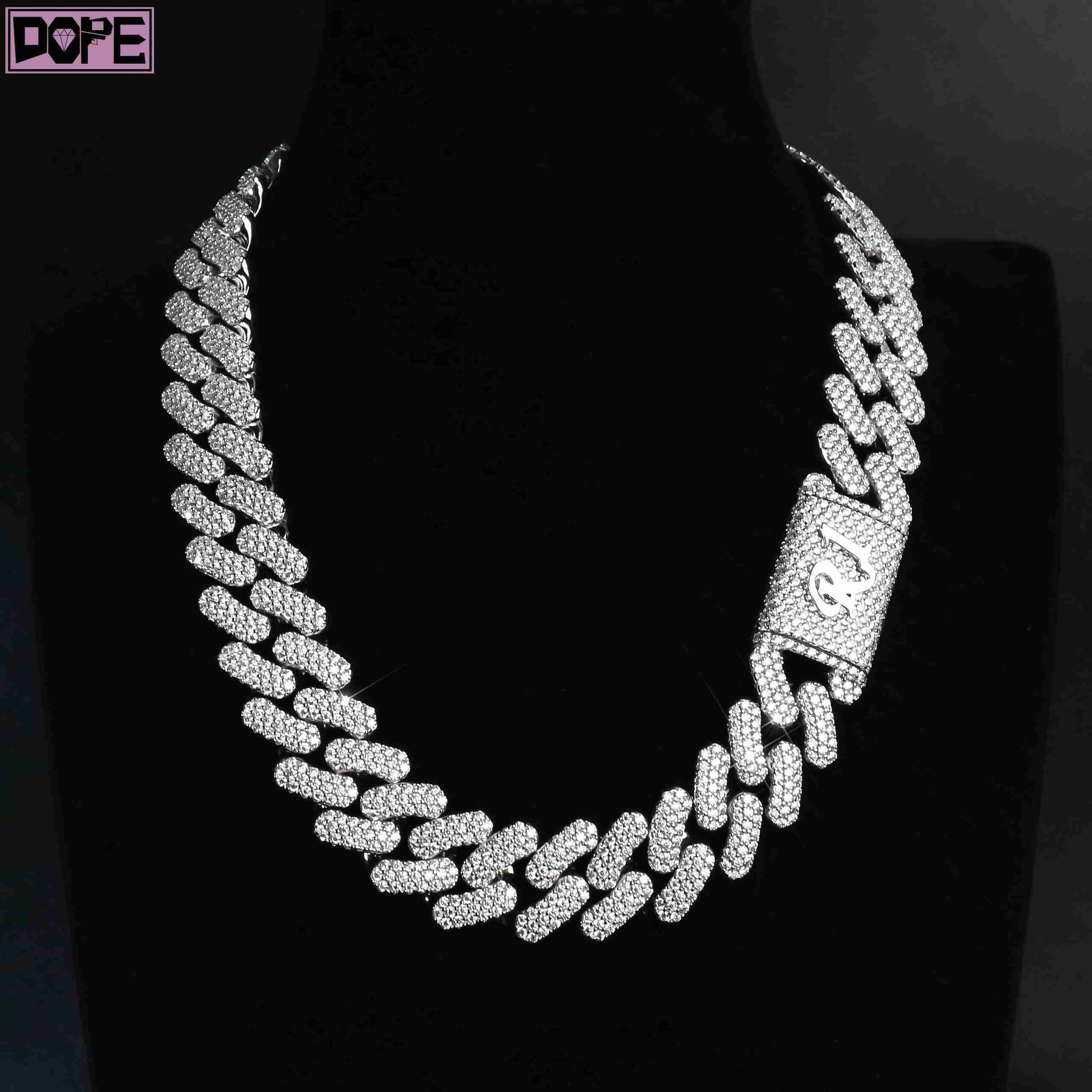 20mm Customized Trendized Moissanite Cuban Chian Hiphop Jewelry 925 Silver Iced Out VVS Cuban Link Chain