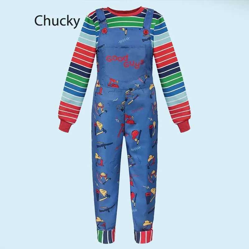 Halloween Costume Chucky ChildPlay Blue Cartoon Jumpsuit Overalls with Striped Shirt for Adult Chucky Cosplay Costume L250918