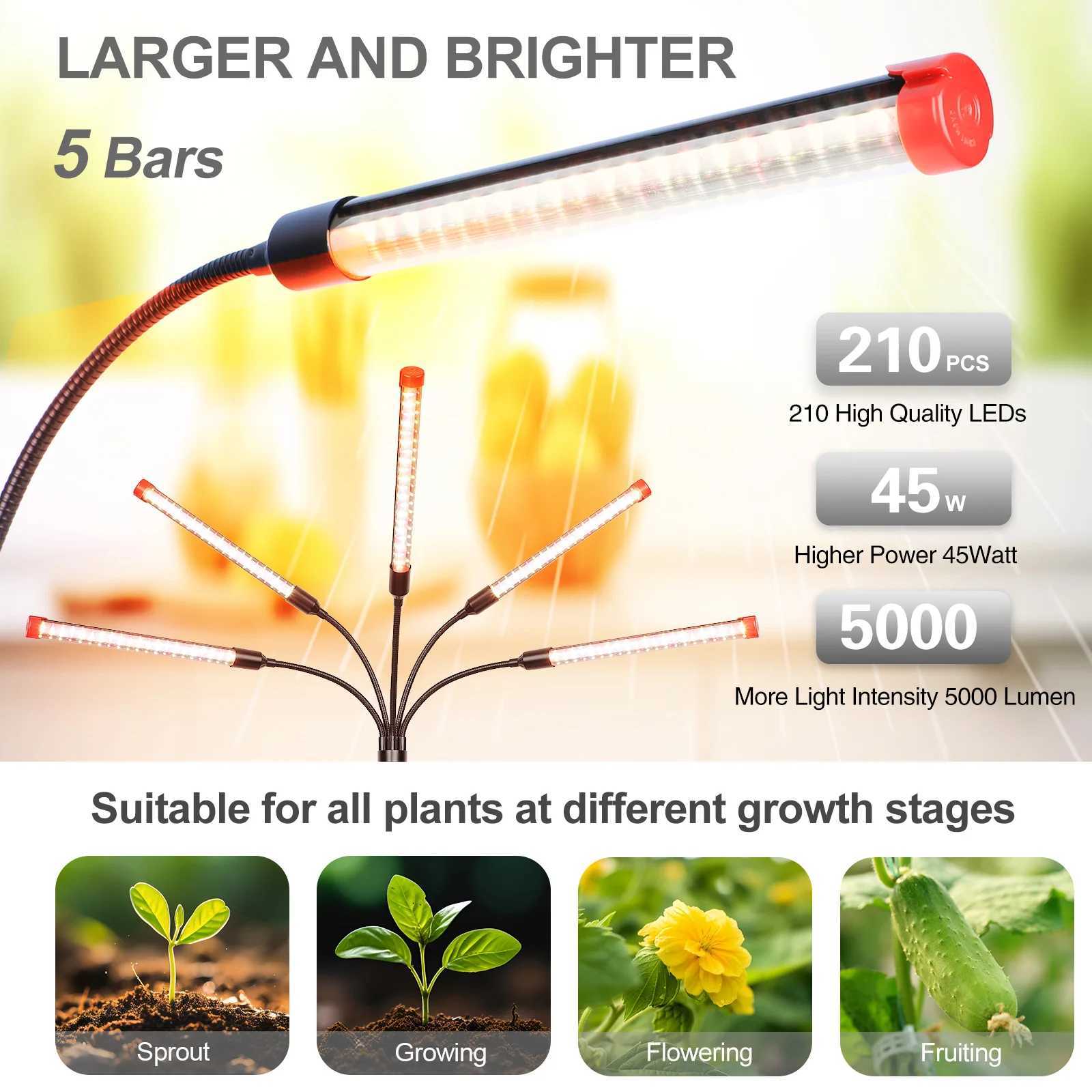 FECiDA Gamechanger 45W NOT 15W Enough Bright 5Head Stand Grow Lights for Indoor Plants 2025 Standing LED Plant Grow Light C250919