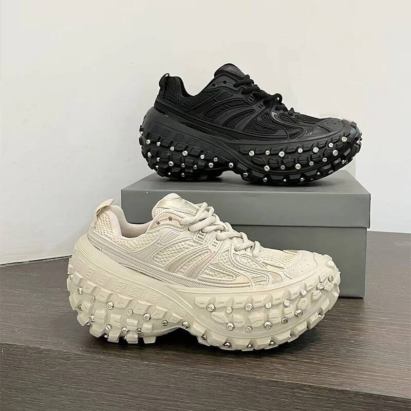 Fashion Brand Men's Or Women's Thick-soled 2025 Spring New Rivet Design Couple Sports Breathable Casual Shoes ddmymonkey