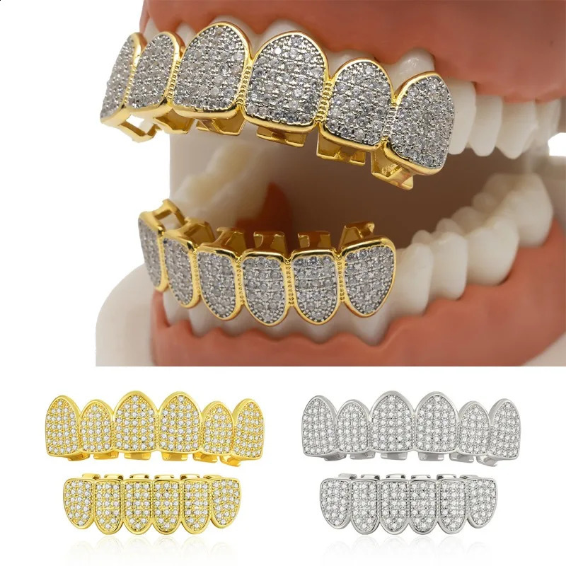 HipHop Teeth Tooth Caps Set Unisex Gold Silver Plated Removable Dental Jewelry Trendy Streetwear Statement Mouth Accessory 250918