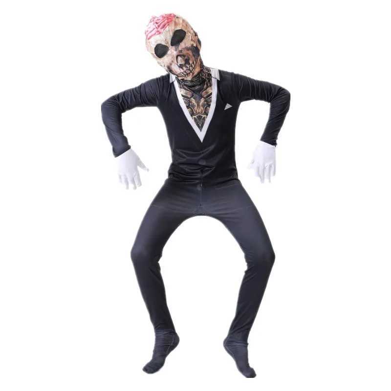 Kids Suit Skeleton Scary Costume Boys Printed Suit Gentleman Skeleton Bodysuit Boys Girls Halloween Role Play Costume L250918