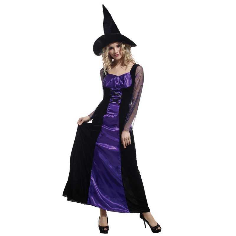 Adult womens witch COS costume Halloween cosplay costume sexy dark witch dress retro set L250918