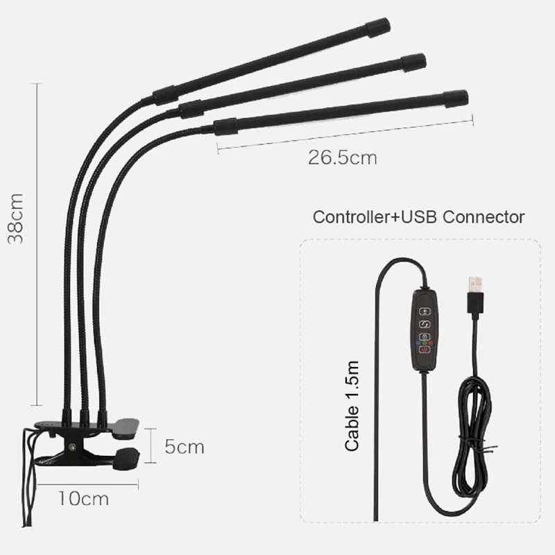 USB Led Grow Lights For Indoor Plants With Full Spectrum 4000K Pot Plant Light Adjustable Clip Auto Timer 3912 Hours C250919