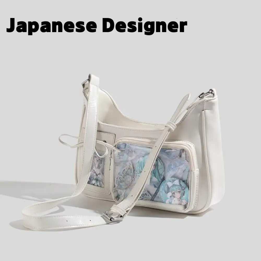 HOT Y2k Harajuku Shoulder Bag Large Capacity Multi Pocket Bag Female Transparent Ita Bag Japanese Designer School Crossbody BagXJ250918
