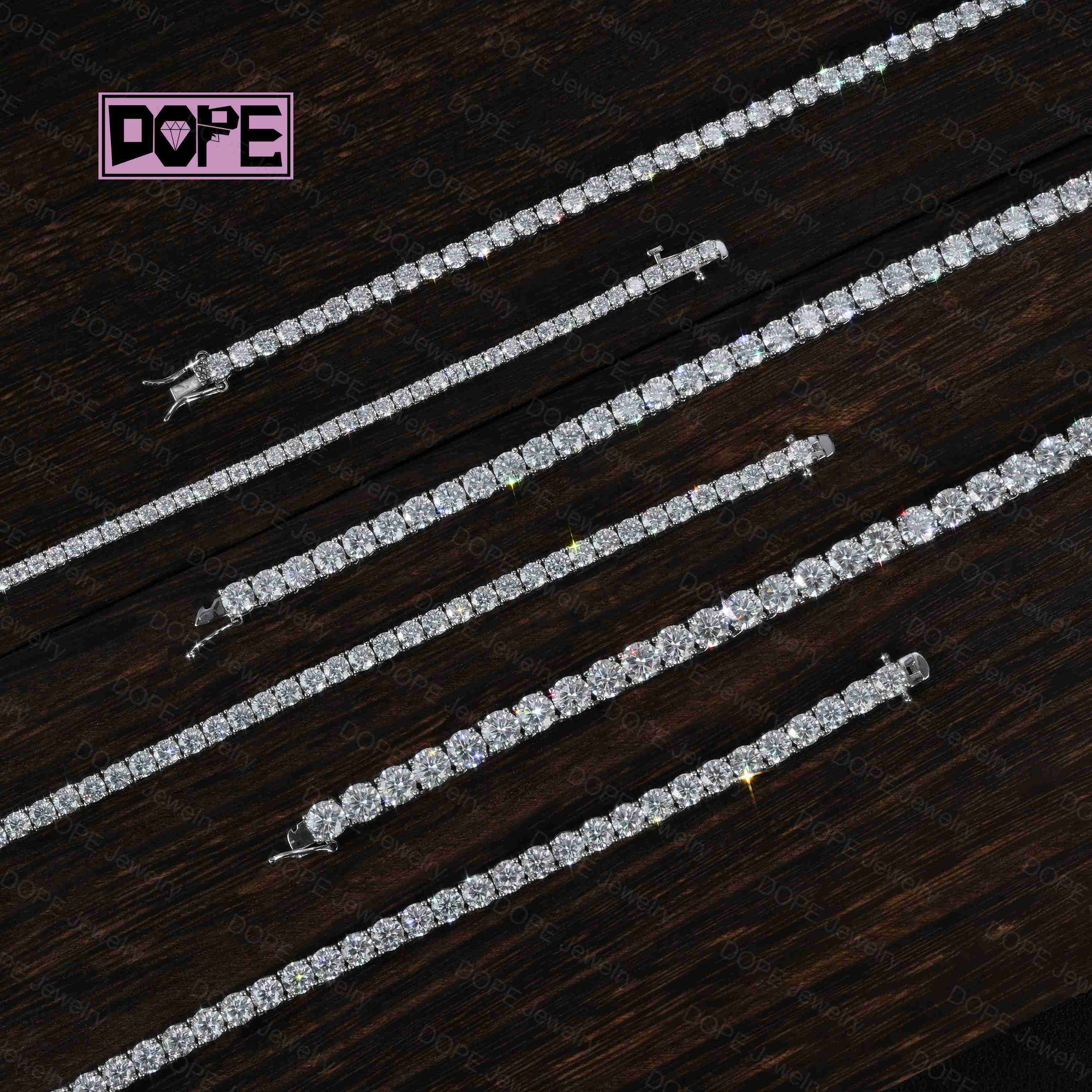 New Arrival 3mm 4mm 5mm Moissanite Tennis Necklace 925 Sterling Silver Iced Out Moissanite Tennis Chain