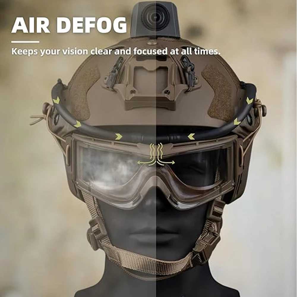 Tactical Goggles Fan Defogger AntiFog Kit Eyewear Air Defog for Airsoft Shooting Motocross Skiing Mountaineering Clear Vision J250919
