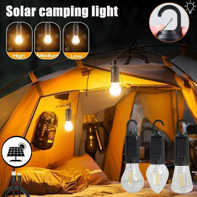 DualCharging Outdoor LED Lantern SolarUSB Portable Light for Camping Tents Boat Survival Kits Handheld Camping Light with Hook W251114