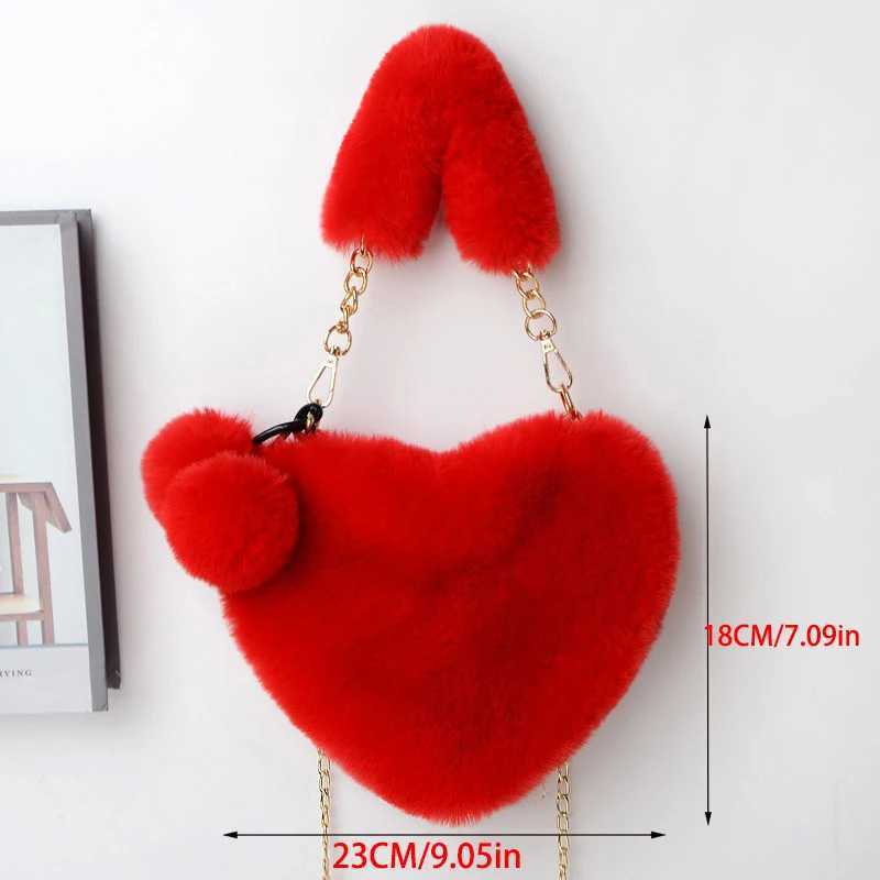 Trendy Ladies Plush Love Heart Shaped New Fashionable Solid Color Soft Comfortable Purses Popular Women Hand Bags Z250915