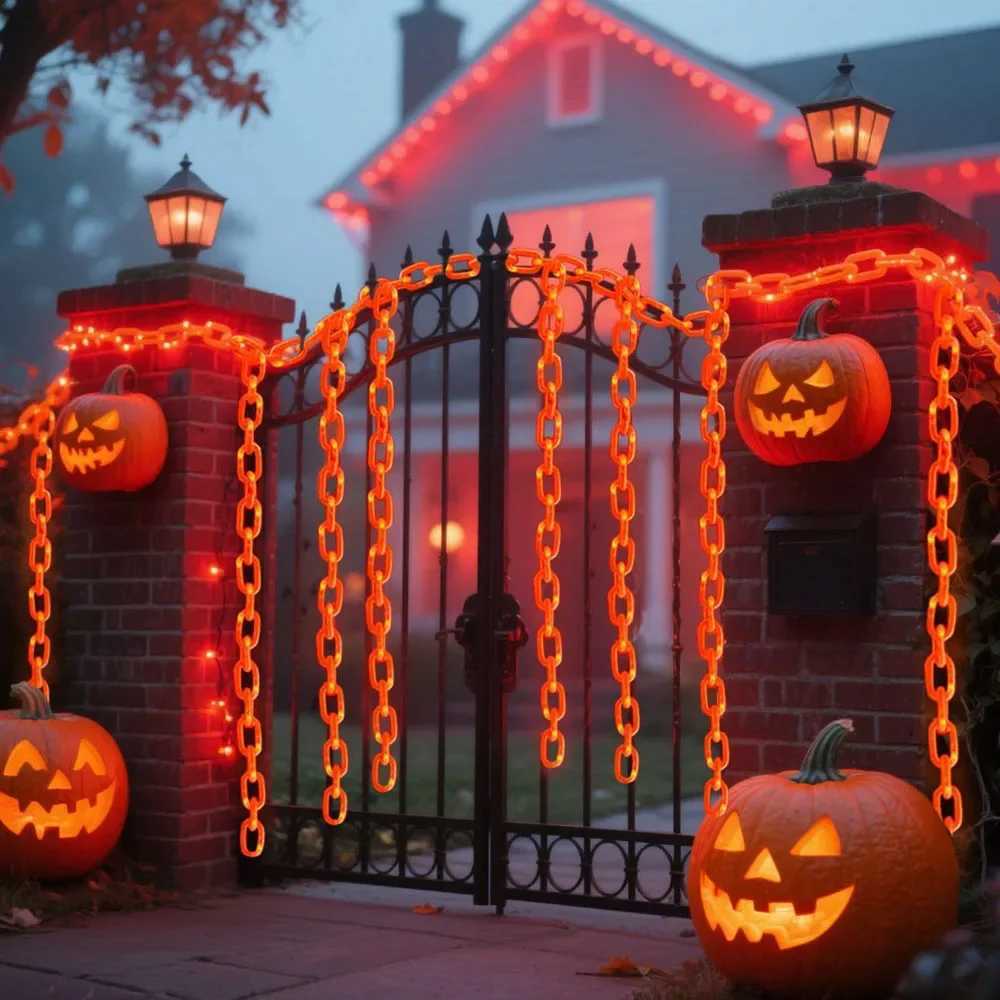 Halloween Plastic Chain Lights Props Chains with 8 Lighting Modes String Lights for Skeleton Dog Spooky Outdoor Decorations C250919