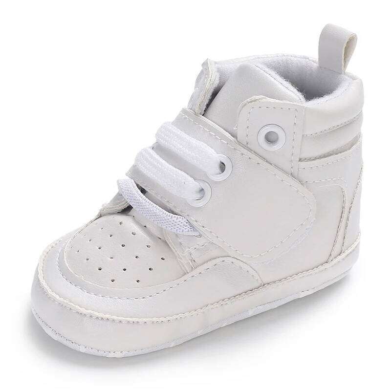 Newborn Baby Fashion Sneakers Boys Girls Solid Lace Up High Shoes Toddlers Breathable Non Slip First Walkers 0-18 Months
