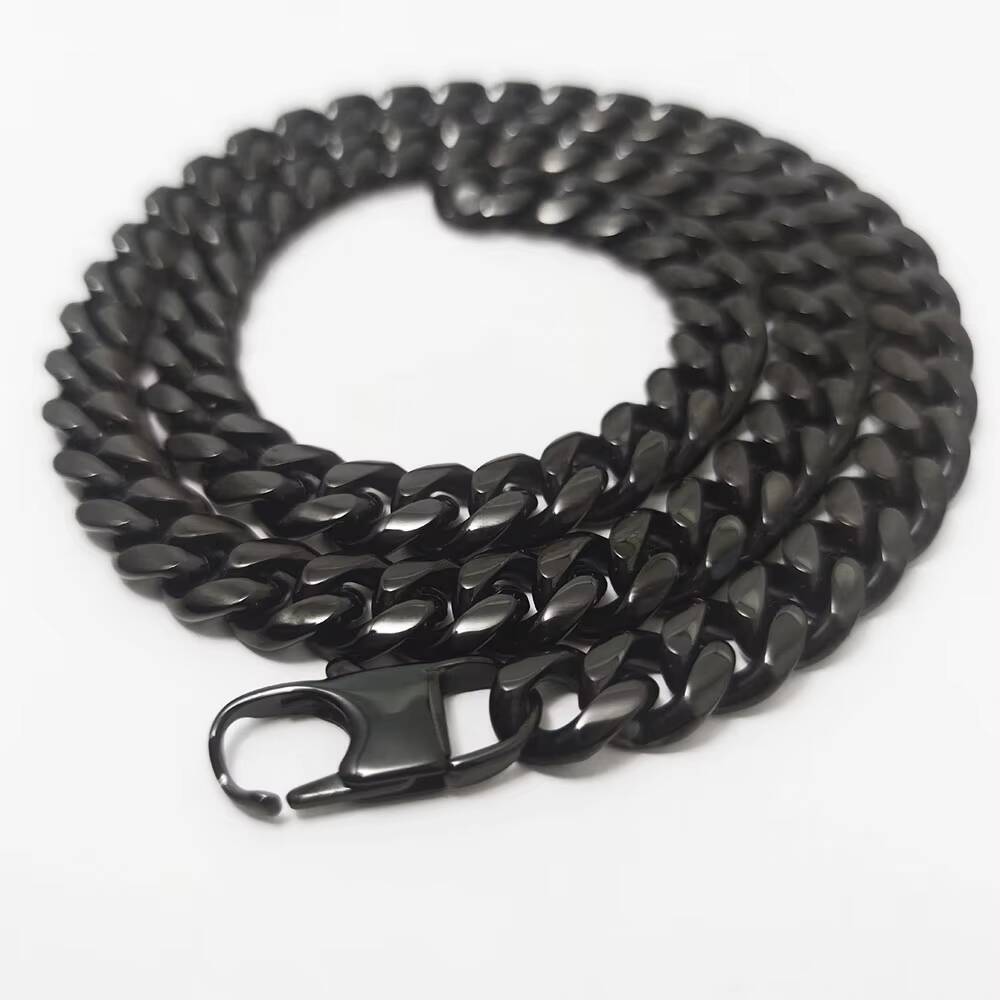 NUOYA 10MM Stainless Steel Black Plated Cuban Link Chain Men Gold Chains Hip Hop Style Miami Curb Necklace Custom Jewelry