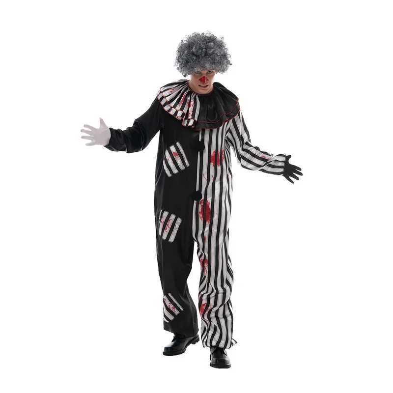 2025ay Halloween Costume Vintage Mens Bloody Killer Clown Carnival Easter Purim Fancy Dress L250918