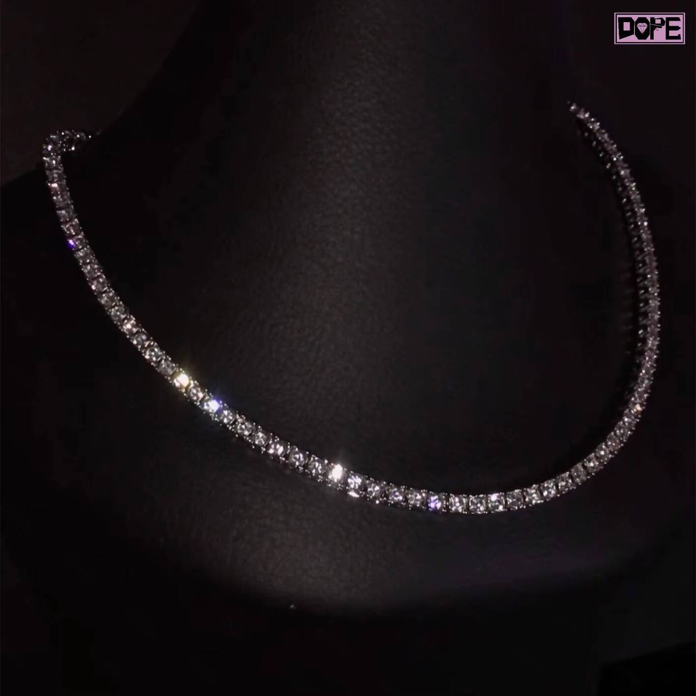 Stock Tennis Chain VVS Moissanite 3mm 925 Silver Gold Plated Iced Out Moissanite Tennis Chain