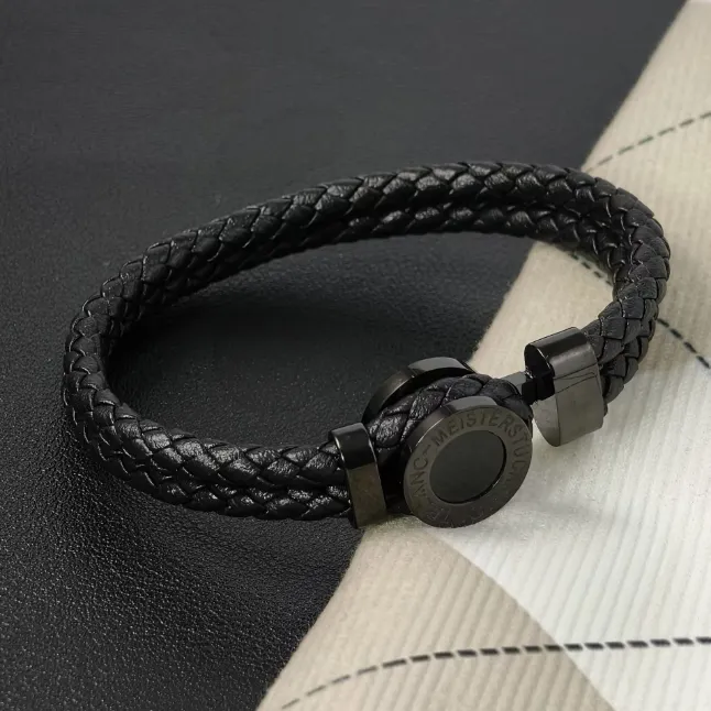 Elegant Black Gold Leather Bracelets Stylish Man Charm Bracelets MB Brand Hand Chain Punk Bracelet Designer Jewelry Bracelets Montblancs Leather Watch Band