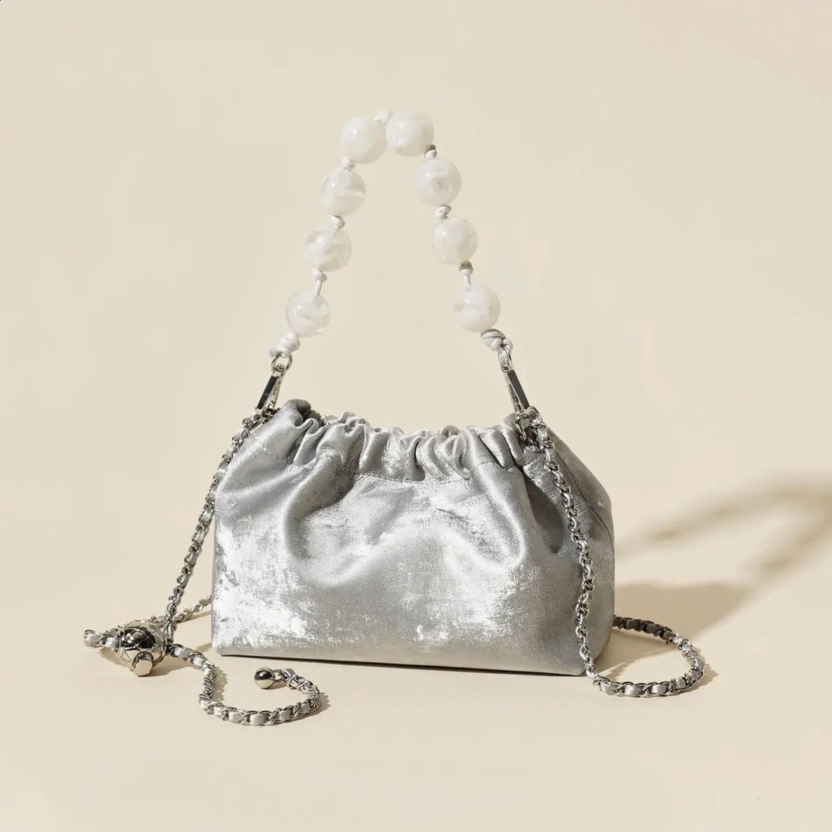 Pattern Womens Bag Trend Small Elegant Tote Shoulder Bag eHandbag Pearl Chain Hobos Sac 241104