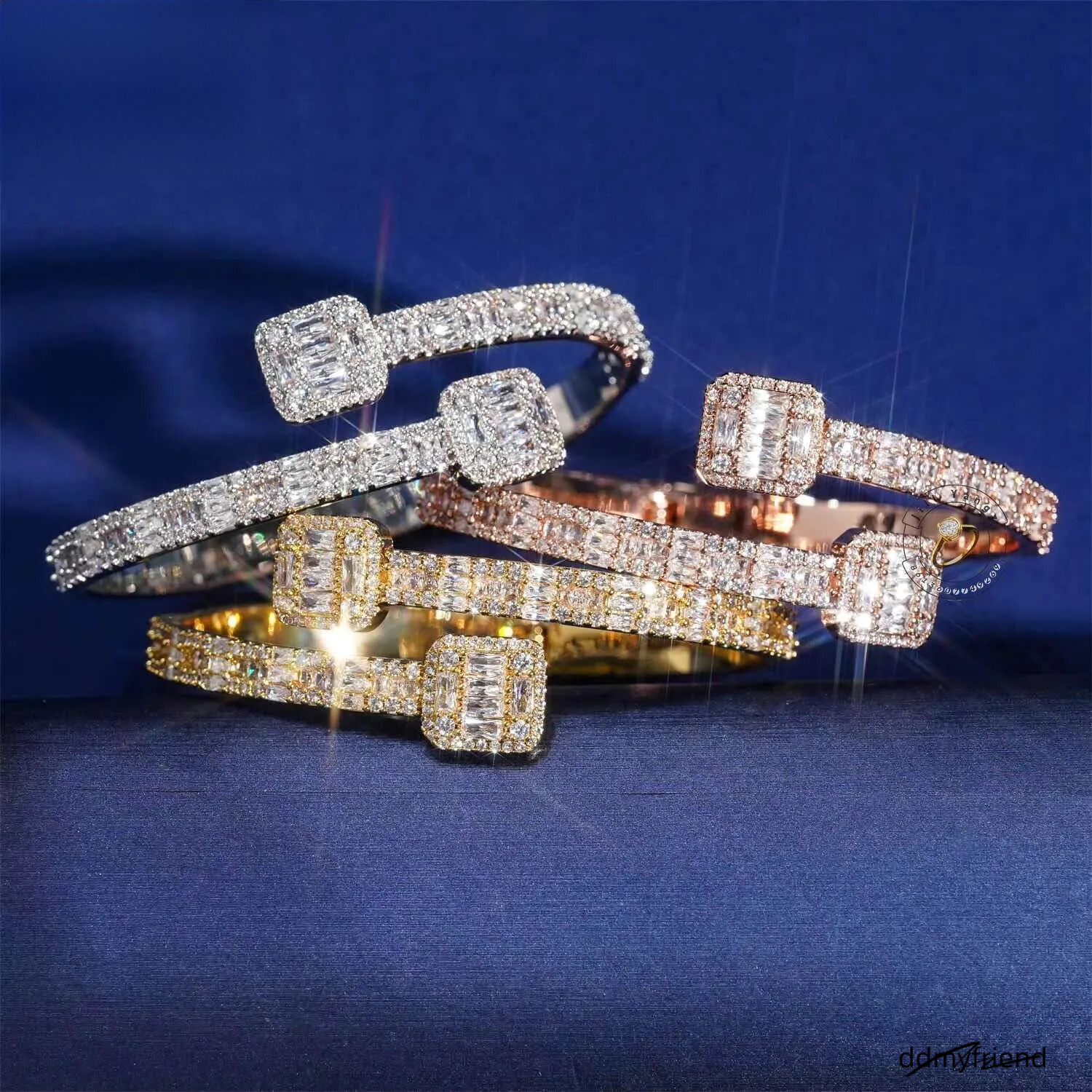 Ready Stock Good Quality Affordable Iced Out Bangle Bracelet Gold Plated Necklace Moissanite Jewelry Hip Hop Rock Gifts ddmyfriend