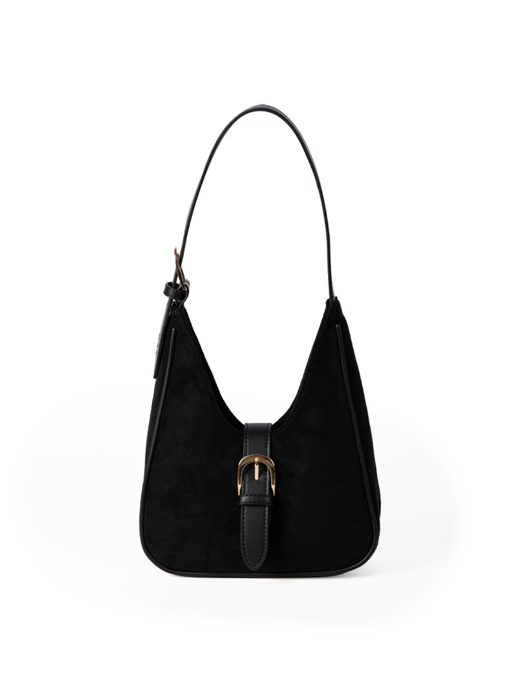 2025 Korean Version Retro Suede Underarm Autumn And Winter New Niche Splicing Shoulder Bag Commuter Handbag Premium Sense