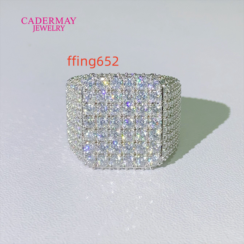 HipHop Jewelry Custom Made Moissanite Champion Ring Full Iced Out Square 925 Silver VVS Moissanite Pinky Ring for Men
