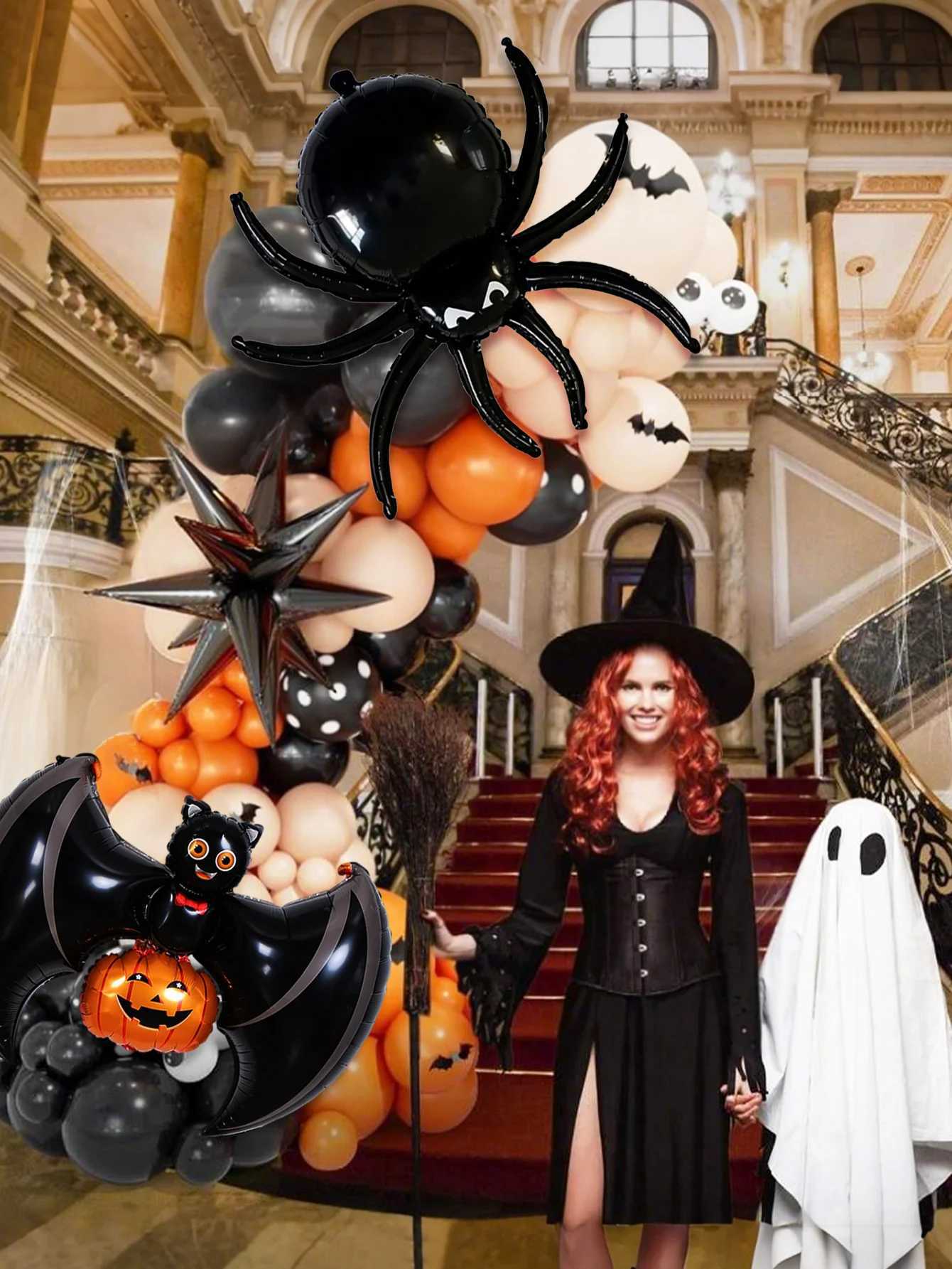 88pcs orange and black horror Halloween arch balloons suitable for Halloween party horror theme haunted house birthday C250919