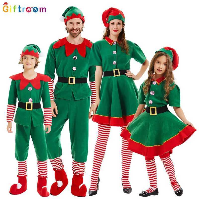 2024 new productsChildren and adults Christmas elf costumes Santa Claus costume sets green elves Halloween cosplay L250918