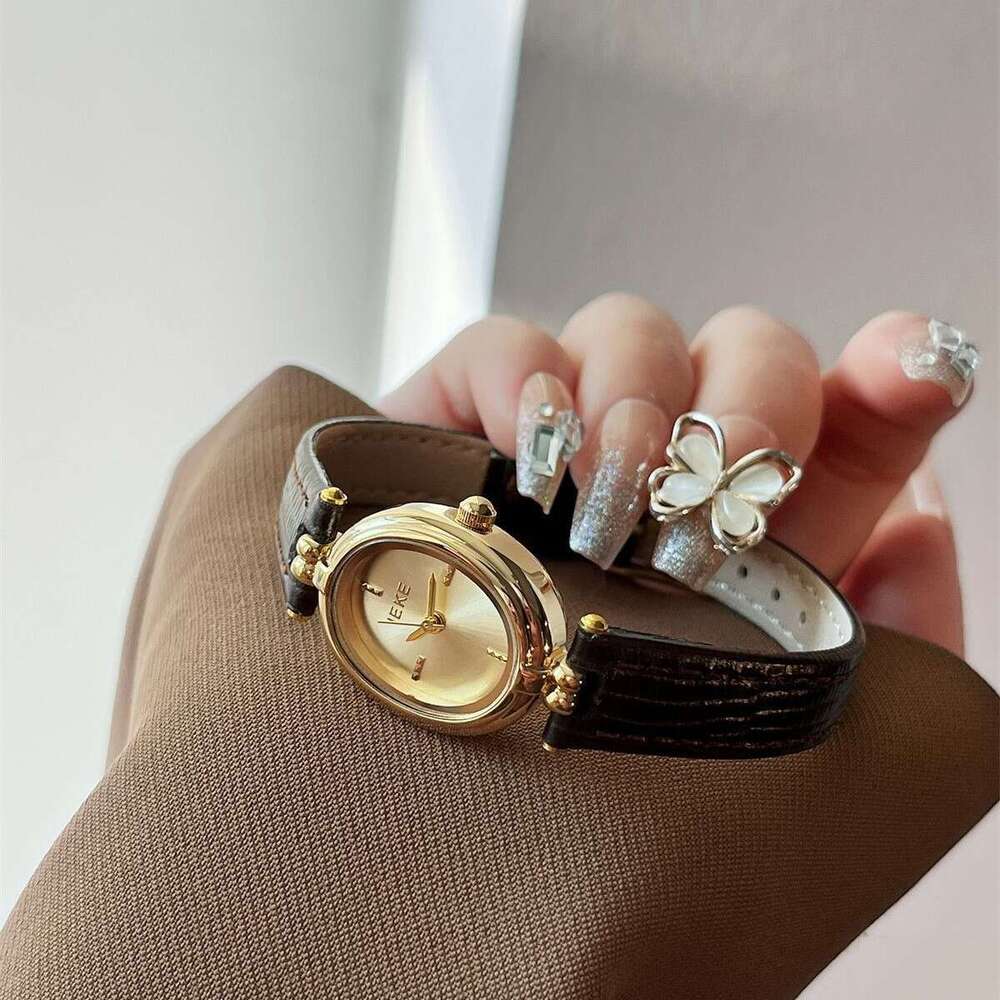 Artistic Designer Small Gold for Women British Academy Style Elegant Luxury Oval High-end Women's Watch