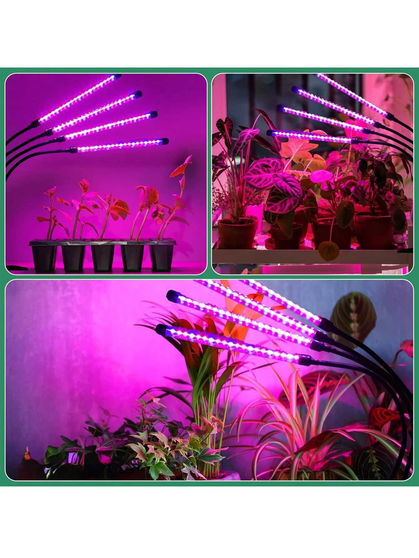 Indoor plant growth lamp LED plant growth lamp fullspectrum 4 heads 3 lighting modes suitable for large flowering plants C250919