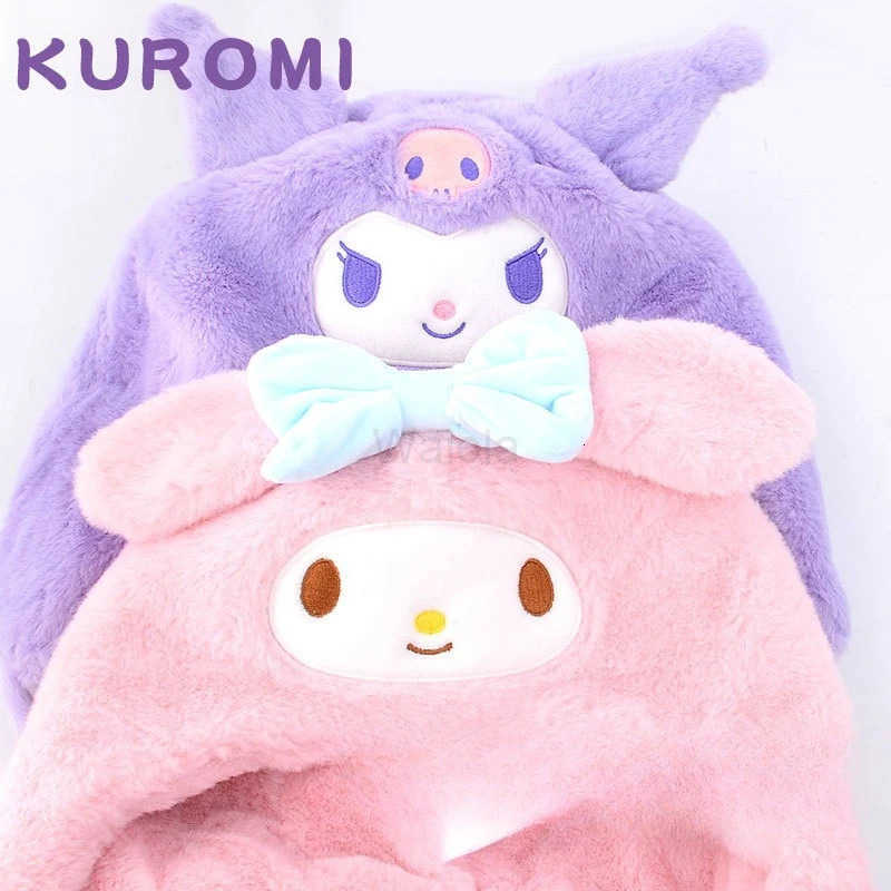 Sanrio Kulomi Childrens Plush Hat Girls Warm Pullover Hat Girls Ear Protection and Coldproof Thickened Fleece Hat L250919