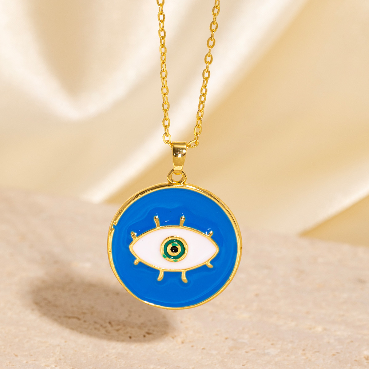 Gold - Toned Evil Eye Pendant Necklace With Vibrant Enamel Detailing Protective Daily & Stylish Jewelry Gift For Her High - Quality And Meaningful Acc