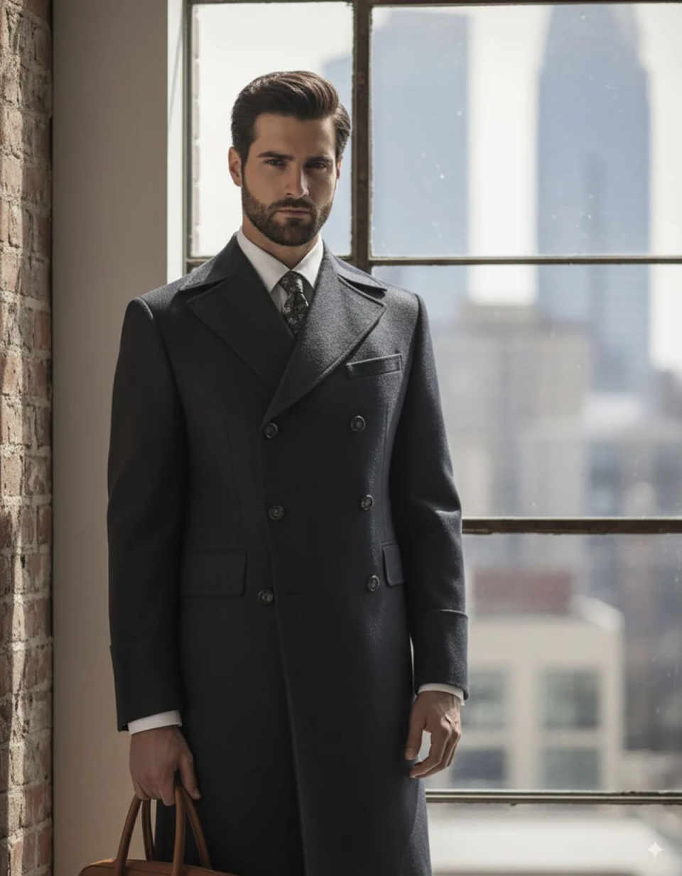 Customized Formal Men Long Overcoat Business Wool Blend Fashion Vintage Coat Classic Fit Jacket One Piece