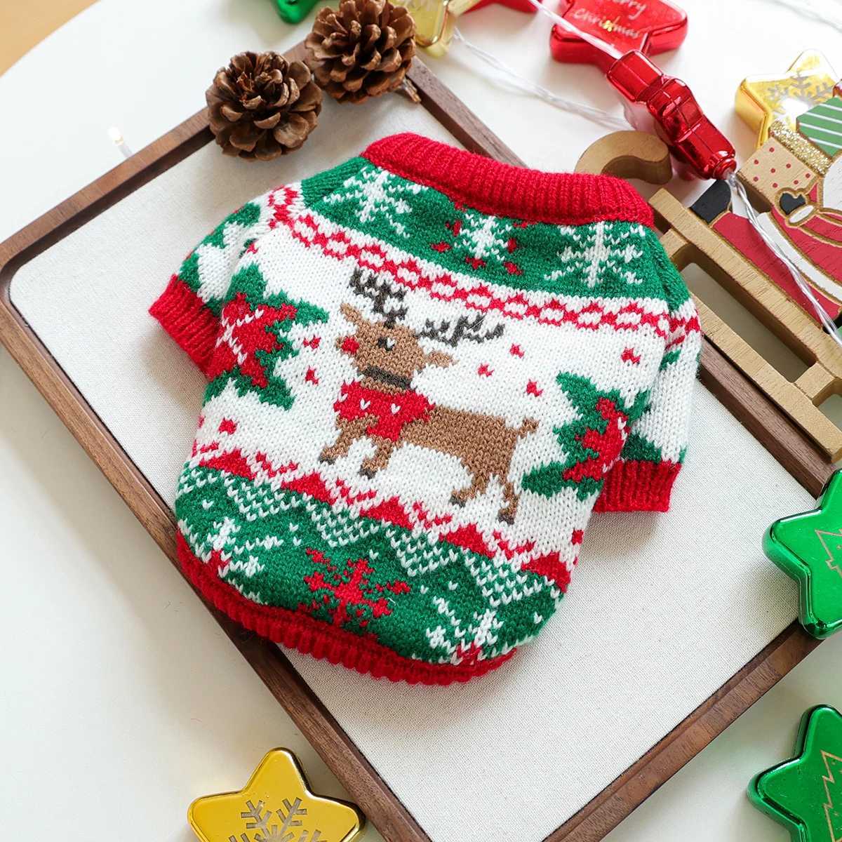 Pet Cute Christmas Rudolph Elk Sweater Dog Autumn and Winter Warm Thread Clothes Happy Cat Wear Clothes S25911