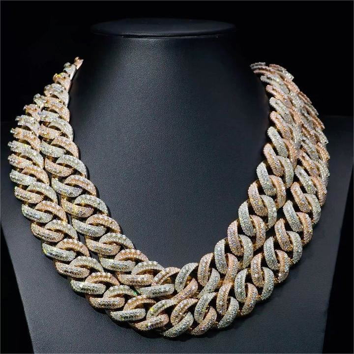 Hiphop 20mm Cuban Link Chain Raise Pointer 925 Silver Iced Out Two Tone VVS Miami Moissanite Cuban Chain for Men