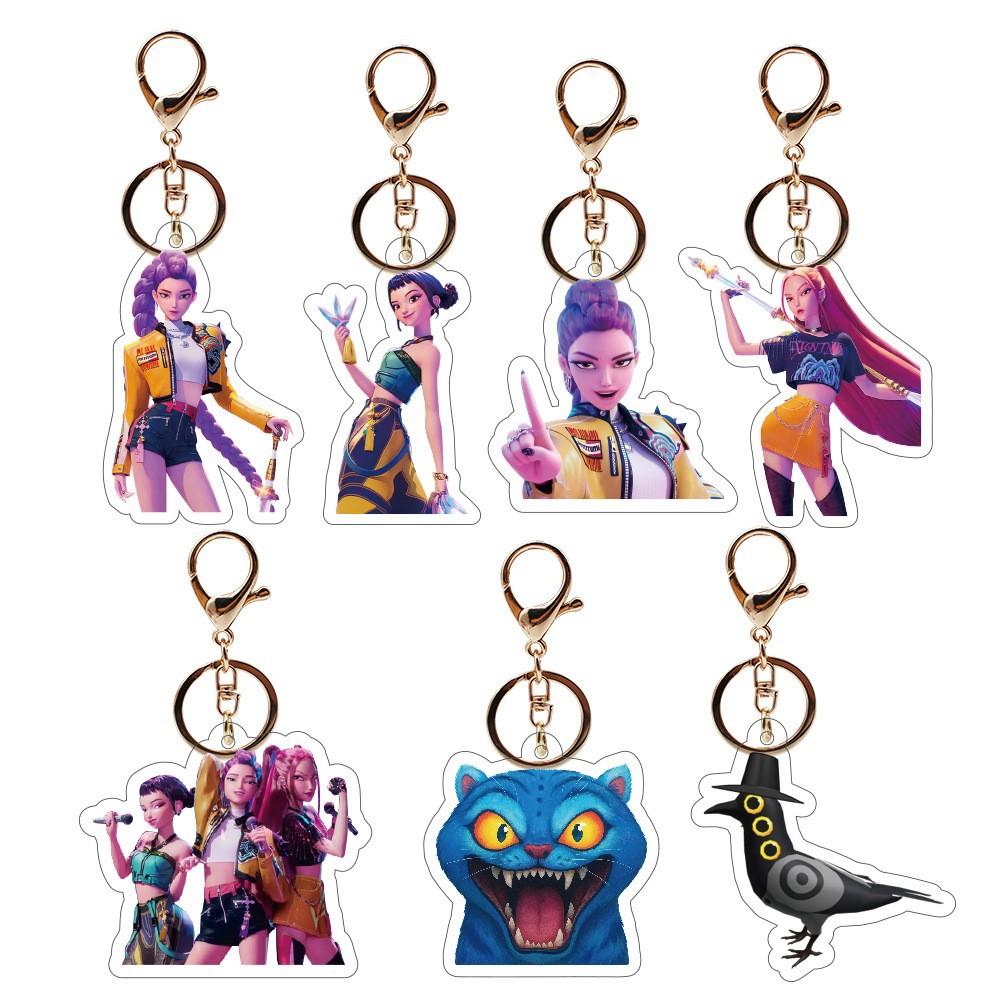 Kpop Demon Hunters K-POP peripheral finely Anime Pendant Keychains Holder Car Key Ring Mobile Phone Bag Hanging Cute Kawaii