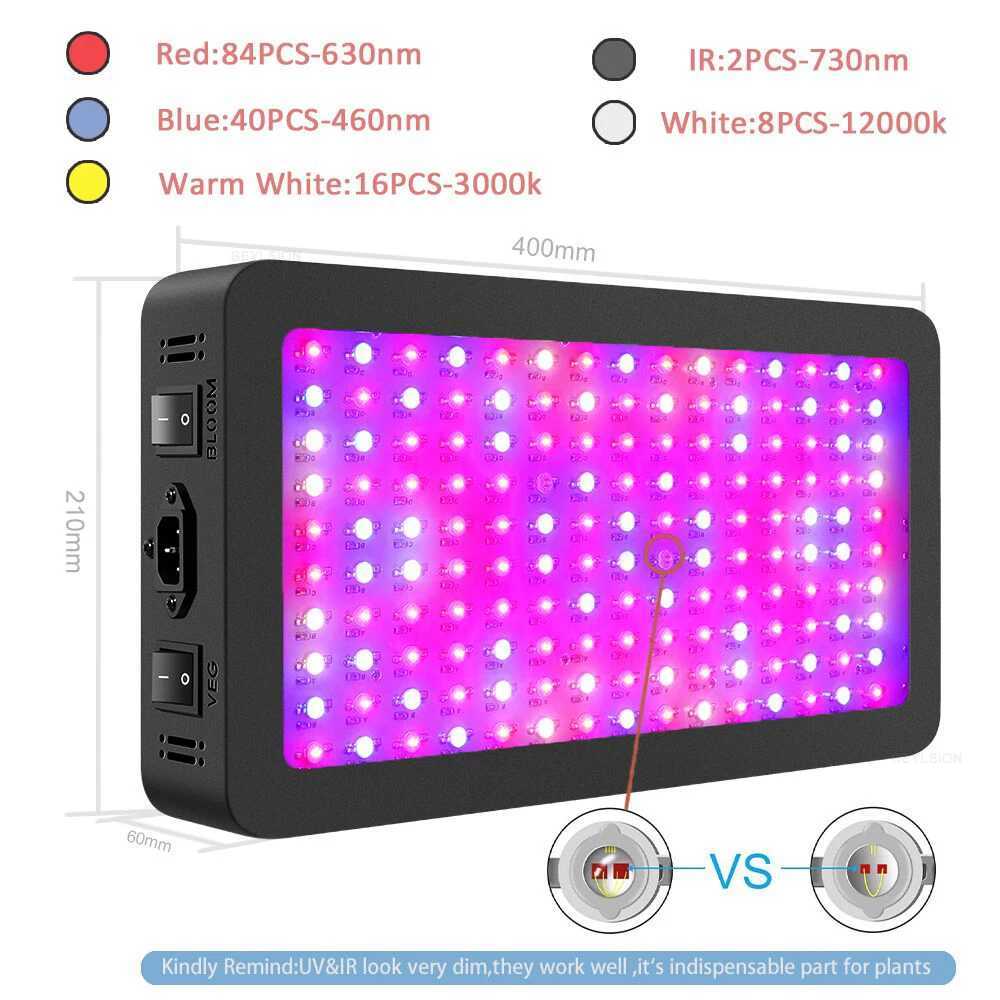 BEYLSION New 2000W1000W 300W Plant LED Grow Light 85265V Veg Bloom Grow Lamp Plant Grow Lights For Indoor Grow Tent Plants C250919