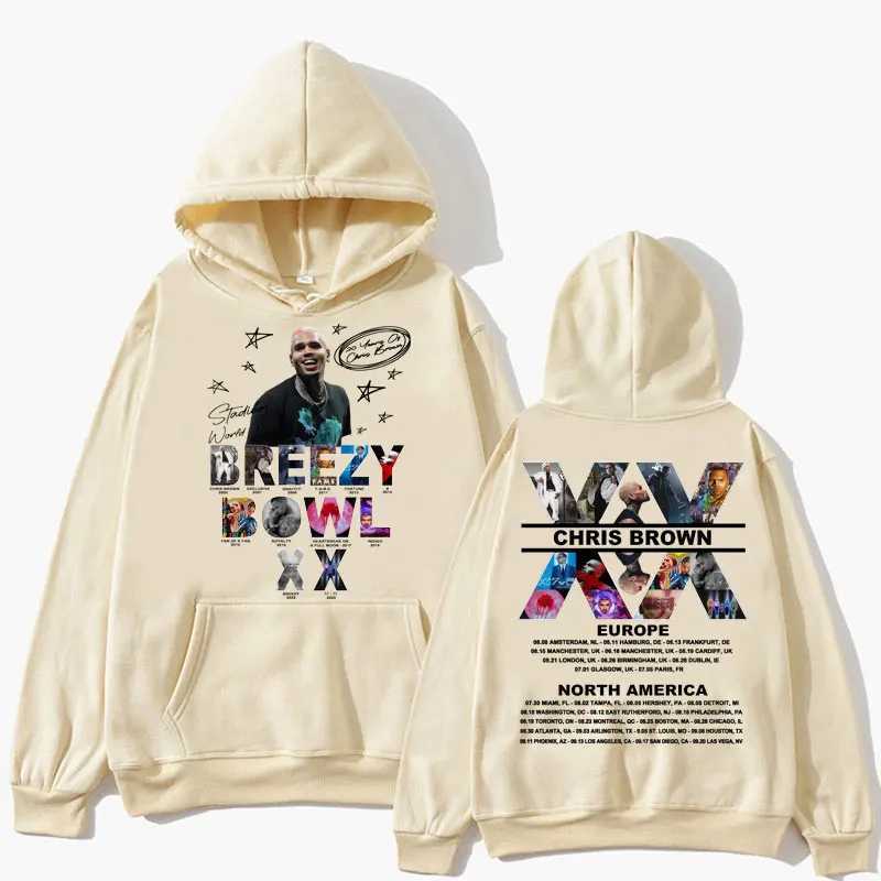 Rapper Chris Brown Brzy Bowl XX 2025 Tour Hoodie Harajuku Hip Hop Trendy Long Slve Men Oversized Popular Pullover Strtwear Z250918
