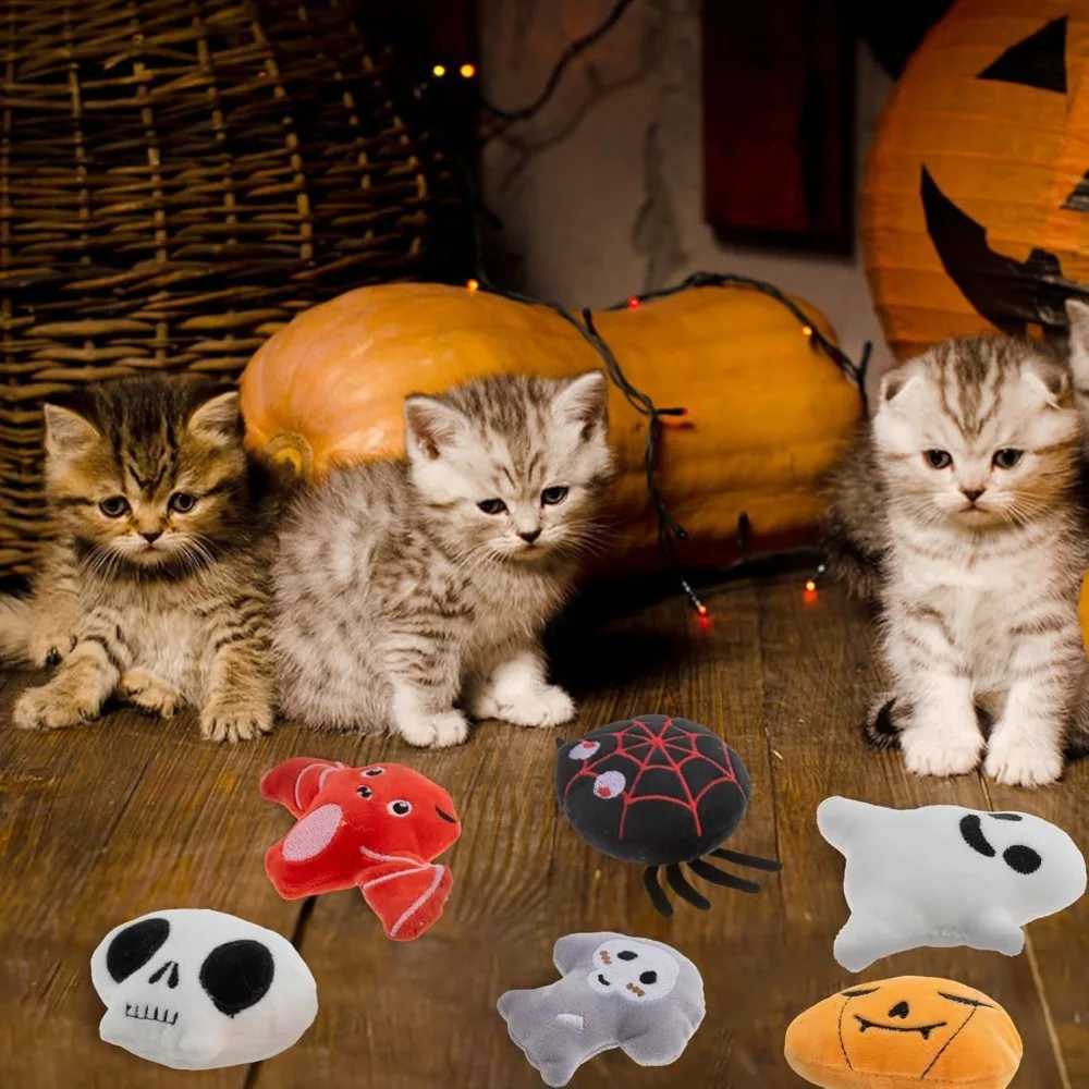 6pcs Halloween Catnip ToyIndoor Pumpkin Ghost Shaped Cat Toy Plush Interactive Chew Bite Toys for Cat Kitten Indoor Festive Hol X250918