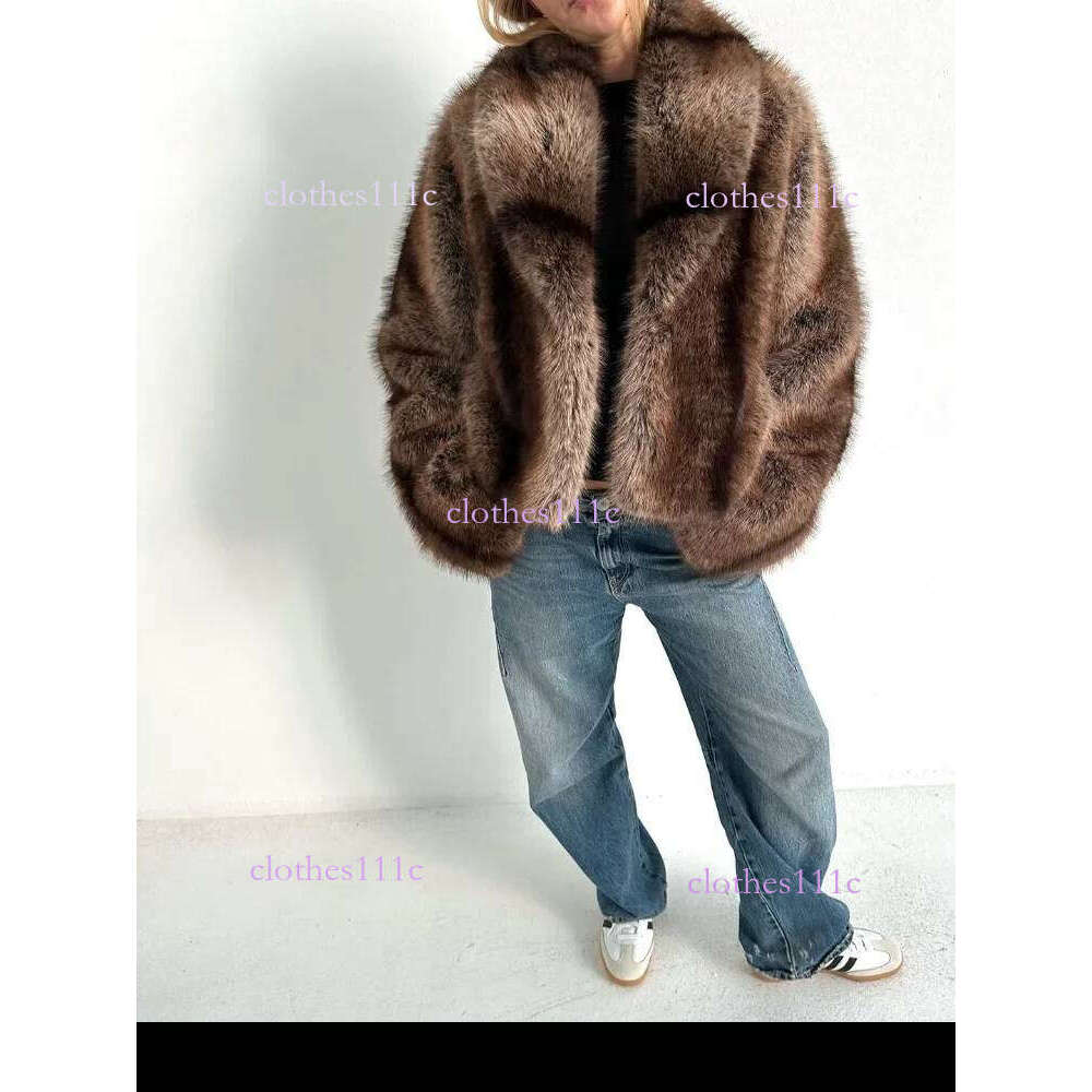 Faux Fur Women Coat Fashion Lapel Long Sleeve Fluffy Cropped Loose Chic Jacket Lady Winter Daily Warm Highstreet Outwear