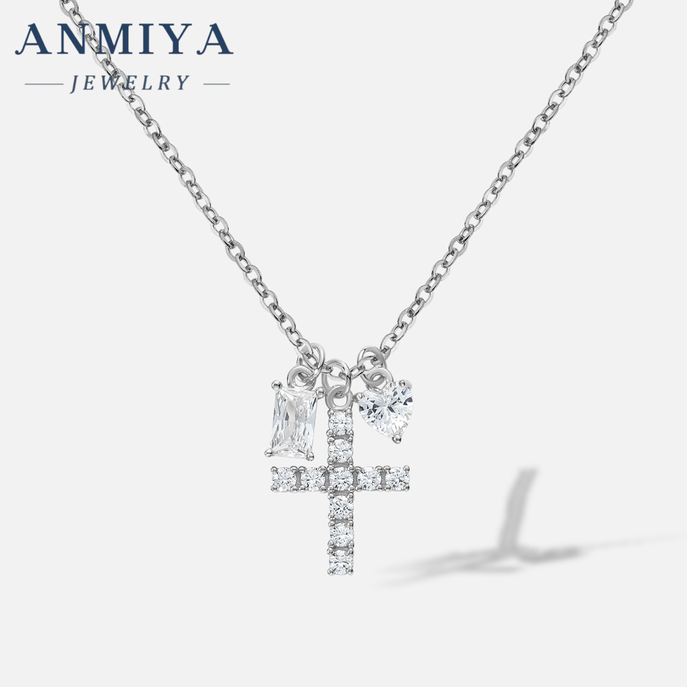 New Arrival 18K Gold Plated 925 Silver Necklace with Zircon Cross Pendant Trendy Link Chain Perfect Gift for Parties