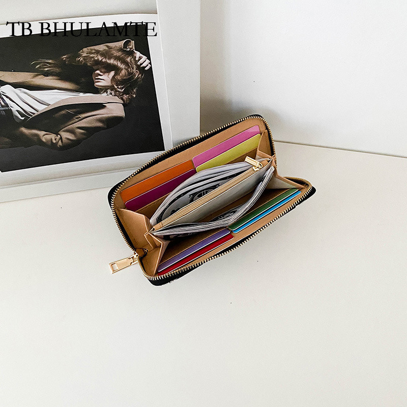 TB BHULAMTE Free Shipping New Zipper Clutch Large Capacity Cookie Print Design Large Cash Clip Designer Luxury Simple Color-block Women's Wallet 