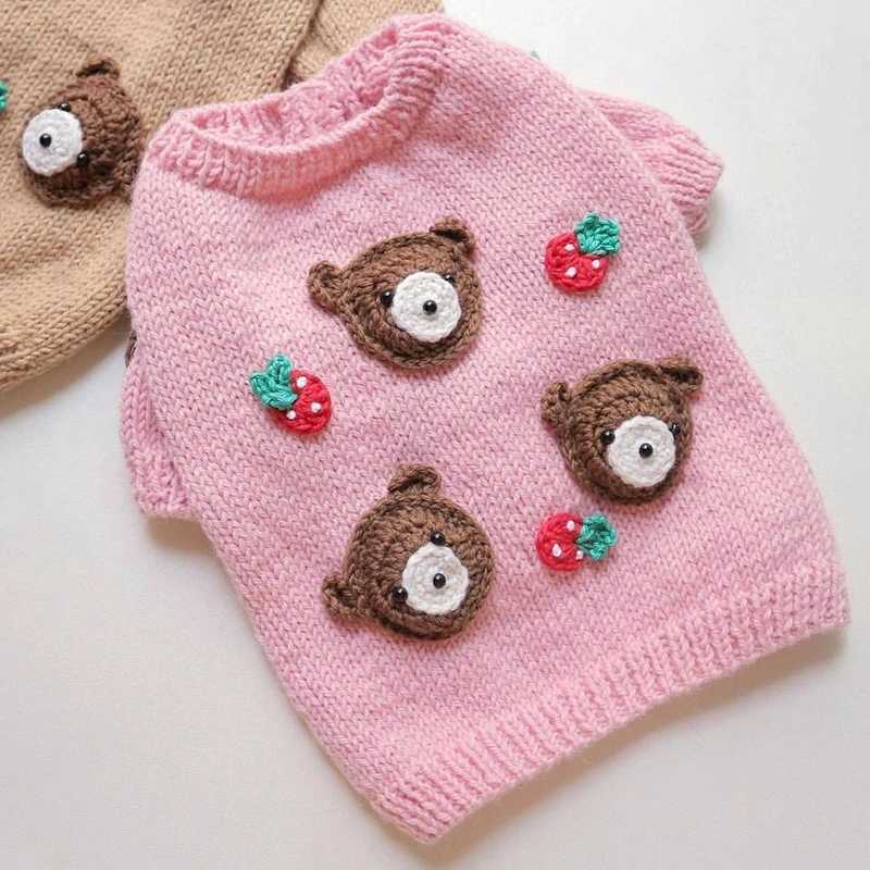 Cute Bear Head Pet Sweater Teddy Bichon Warm Winter Dress Puppy Jumper Two Feet Knitted Sweater Dog Products S25911